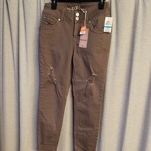 Wallflower Brown Distressed Skinny Jeans